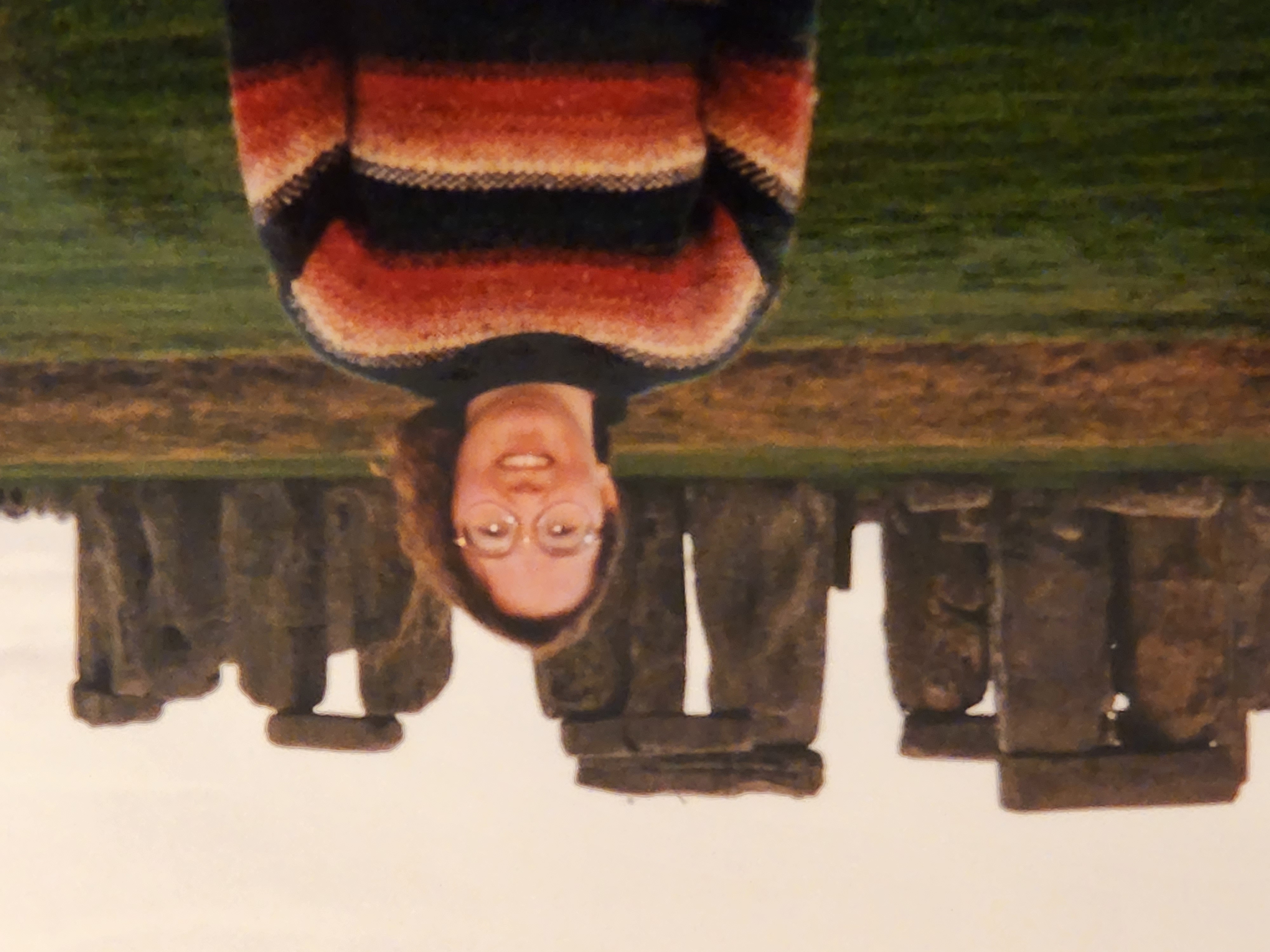 Image of Esther Rhatigan standing in front of Stonehenge in 1997